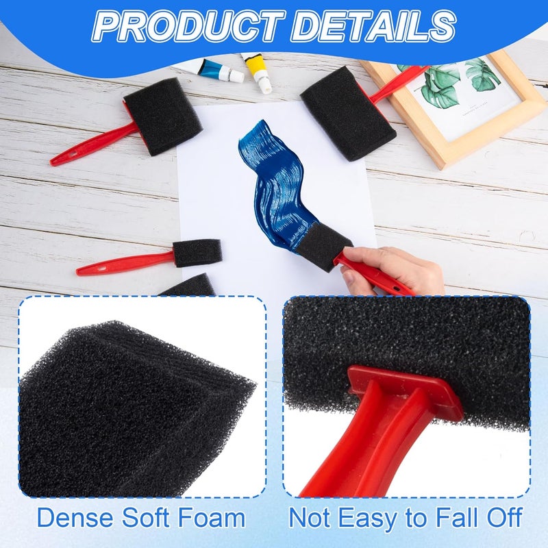 SmallCat 5 PCS Foam Paint Brushes, 4", 3", 2", 1.4'', 1" Foam Sponge Brushes for Varnishes, Reusable Sponge Brushes with Wood Handles for Painting, Staining, and DIY Crafts - Black, 5 Sizes - Image 3